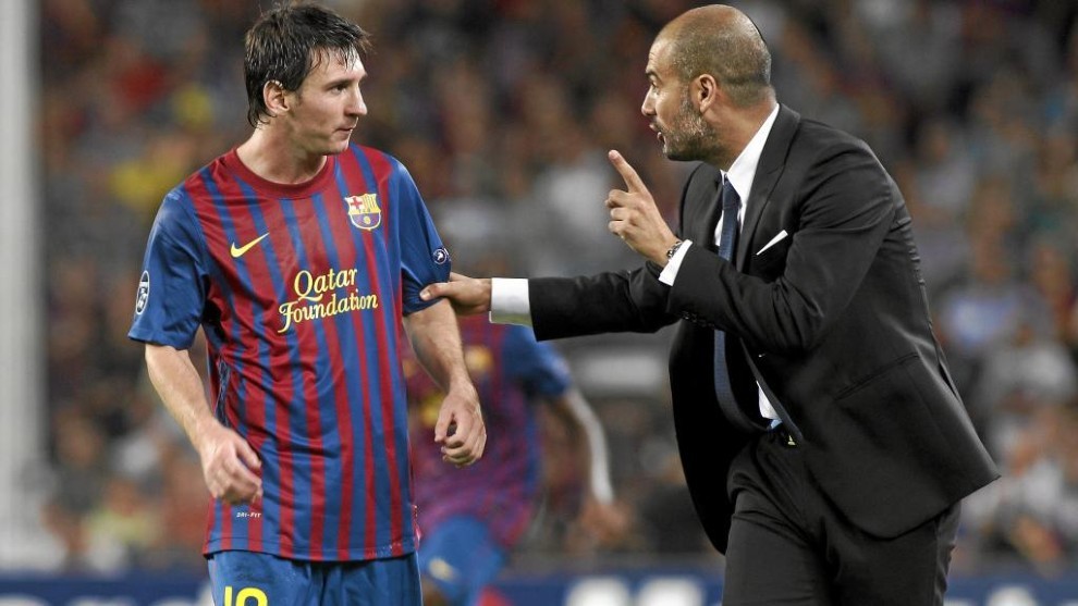 Leo Messi and Pep Guardiola