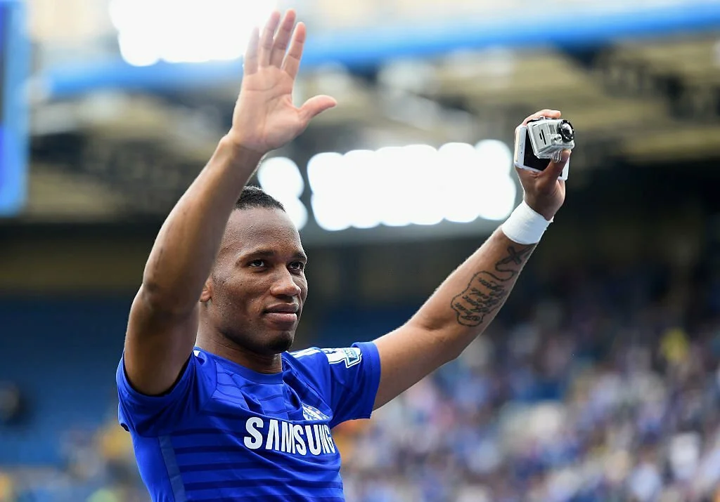 Didier Drogba of Chelsea waves to supporters after the Barclays Premier League match between Chelsea and Sunderland