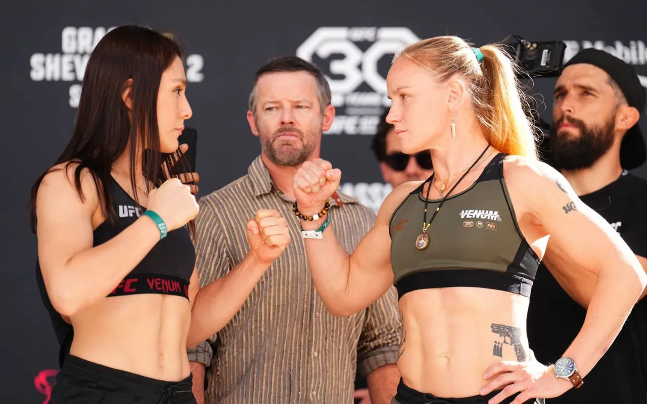 Alexa Grasso faces off Valentina Shevchenko during TUF 32 shooting.