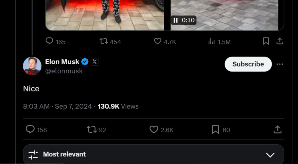 Elon Musk's reaction