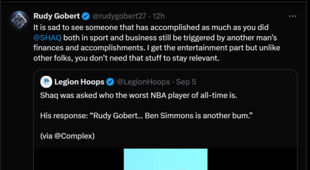 Rudy Gobert's response to Shaquille O’Neal