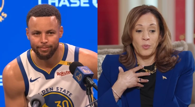 Steph Curry and Kamala Harris