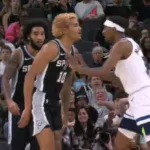 Jaden McDaniels Engaged In Intense On-Court Brawl Over Sochan's Aggressive Tackle